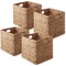 Casafield 12" x 12" Water Hyacinth Storage Baskets, Collapsible Cube Organizers, Woven Bins for Bathroom, Bedroom, Laundry, Pantry, Shelves